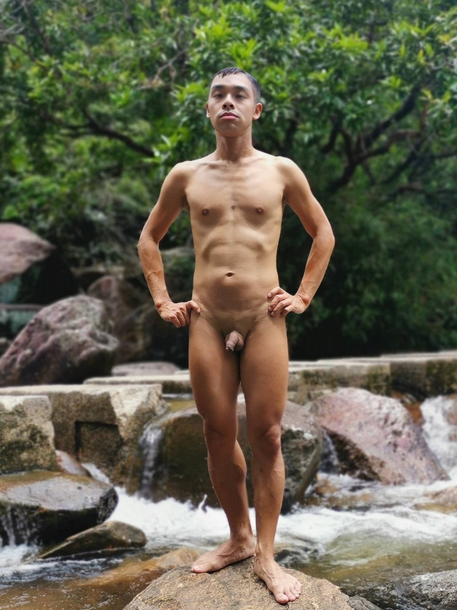 Shaved and naked in public