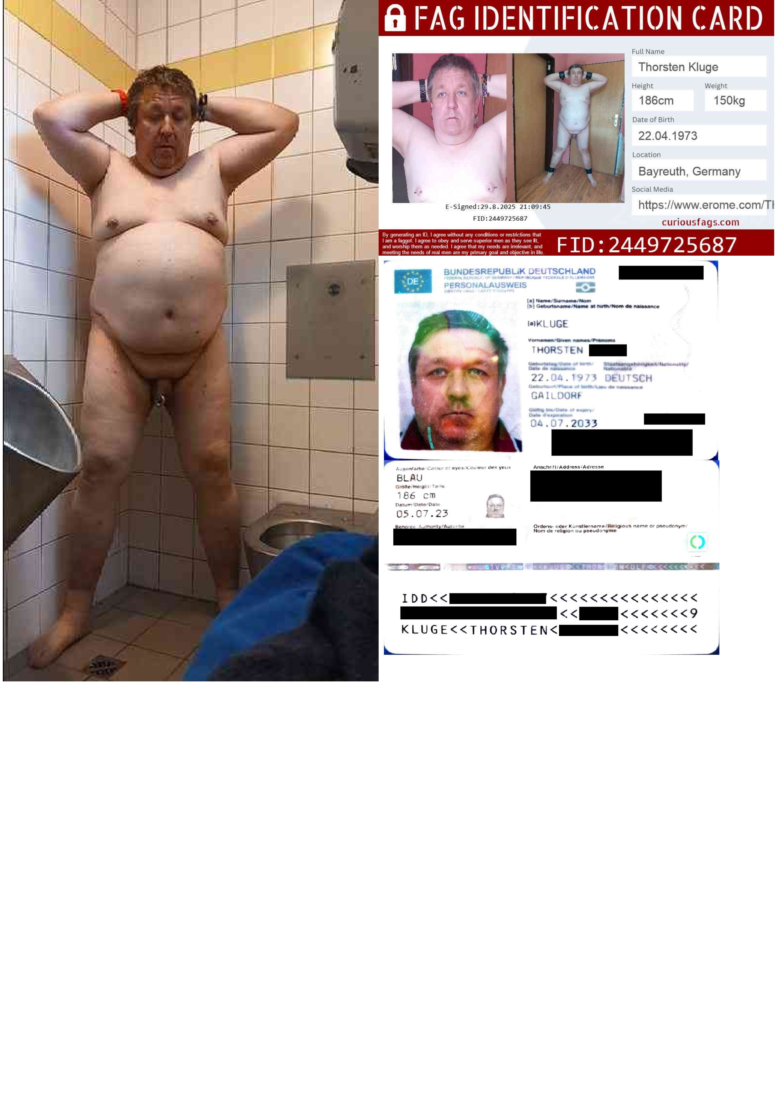 German Fag Slave Thorsten Kluge from Bayreuth ID