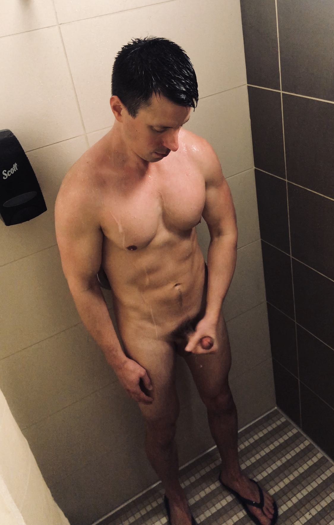 rub one out in gym shower