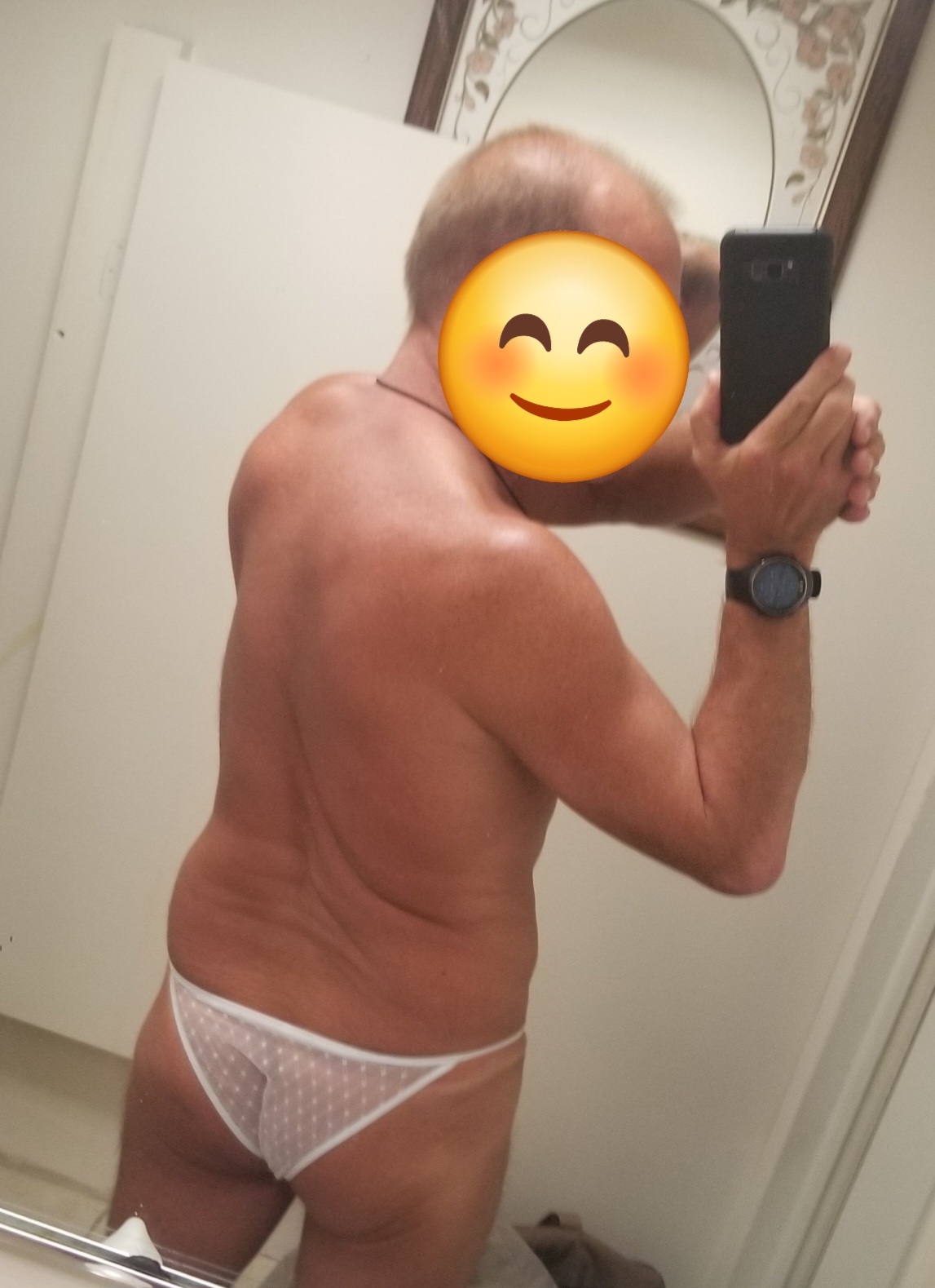White lace panties. Face shown after 50 extensions