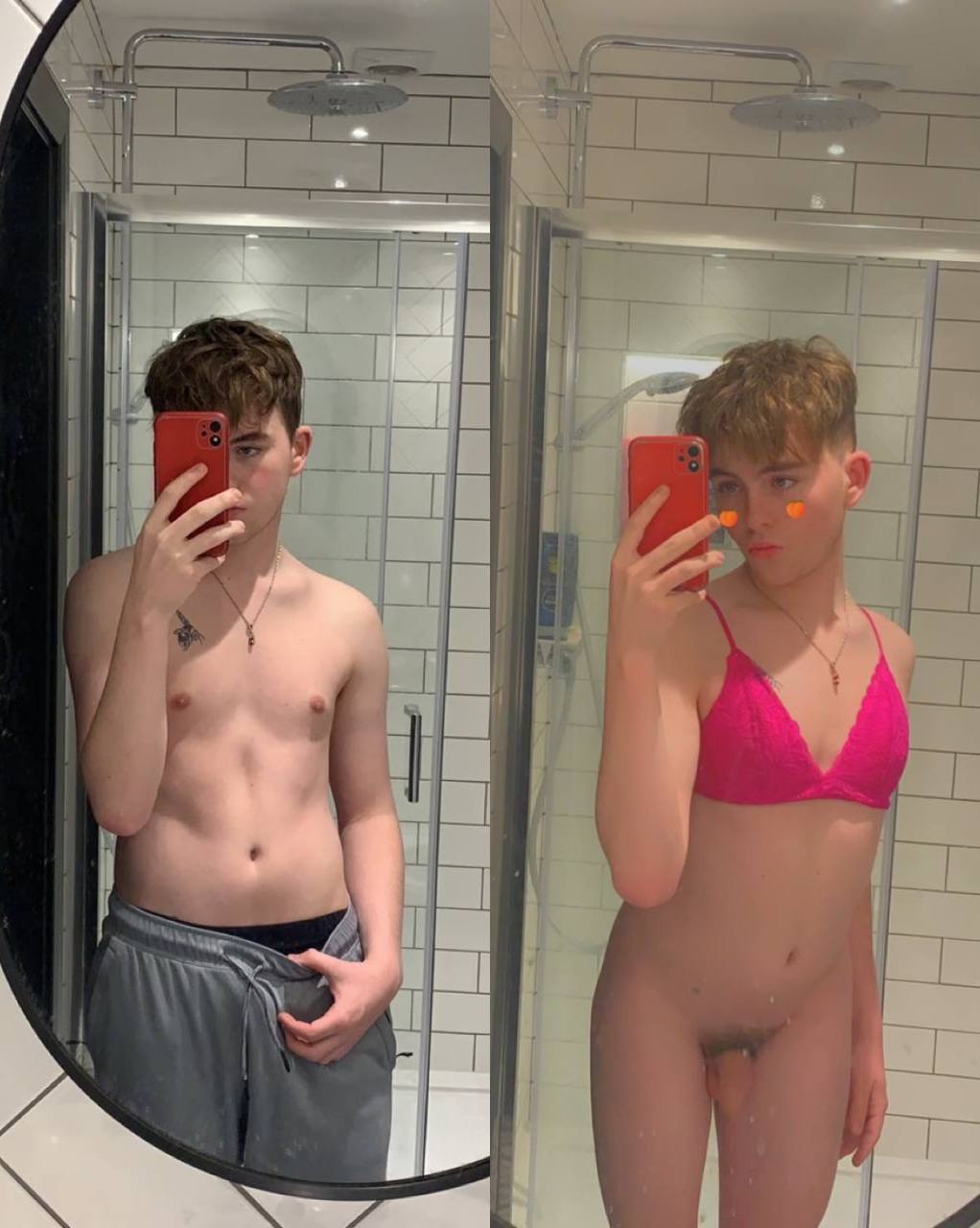 Her fake self vs her true sissy self