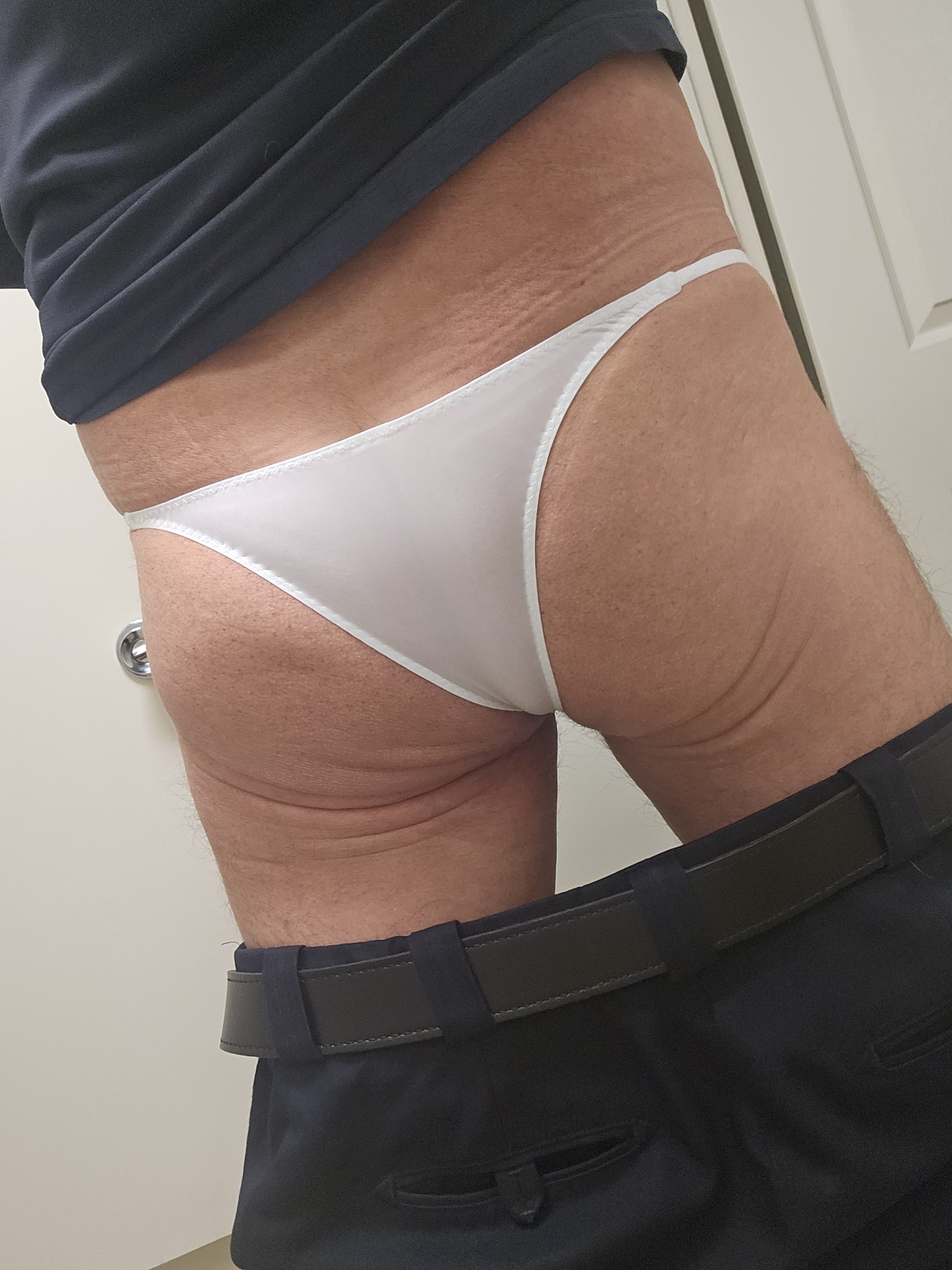 Cop wearing wife's panties at work