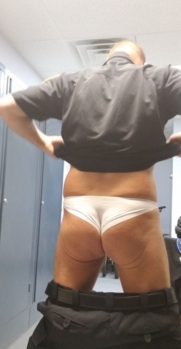 Cop in panties at work