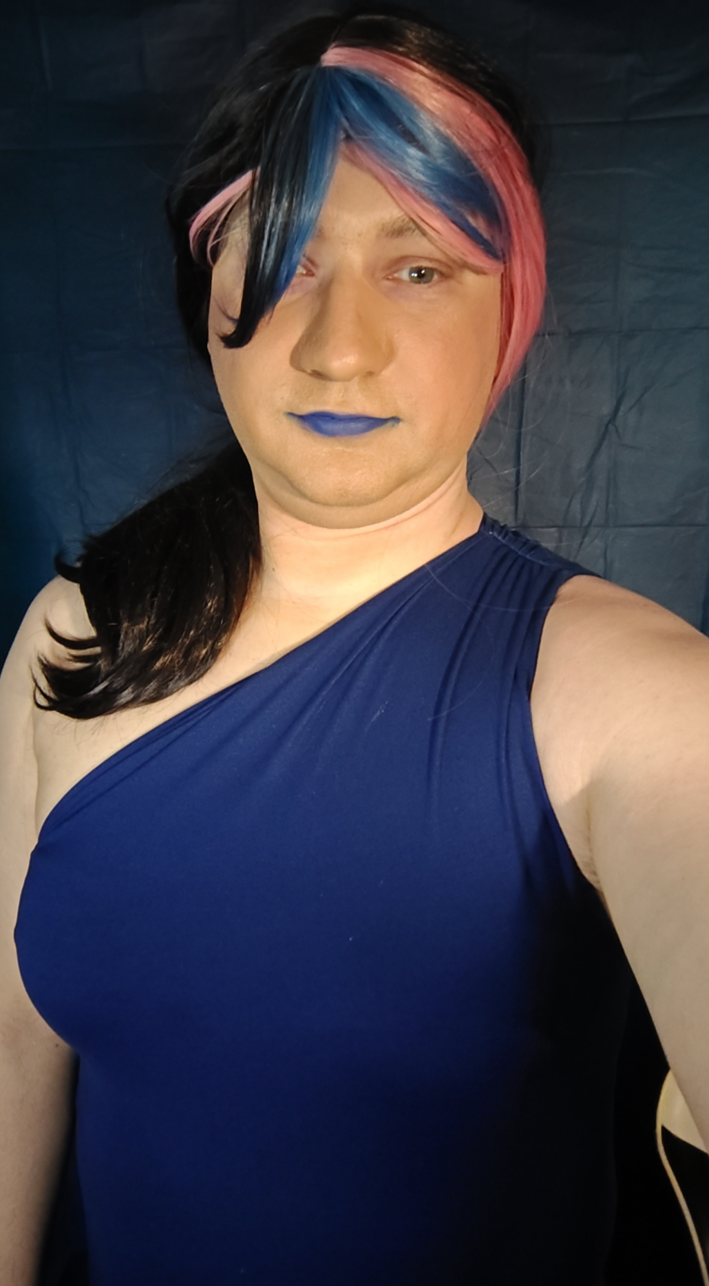 cheap wig and dollar-store lipstick sissy fag