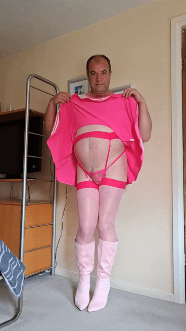 Pink wigless sissy