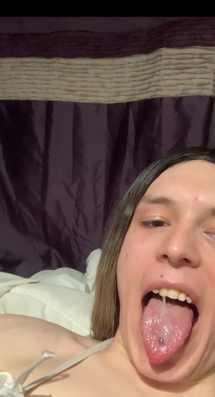 Megan with a mouthful of cum