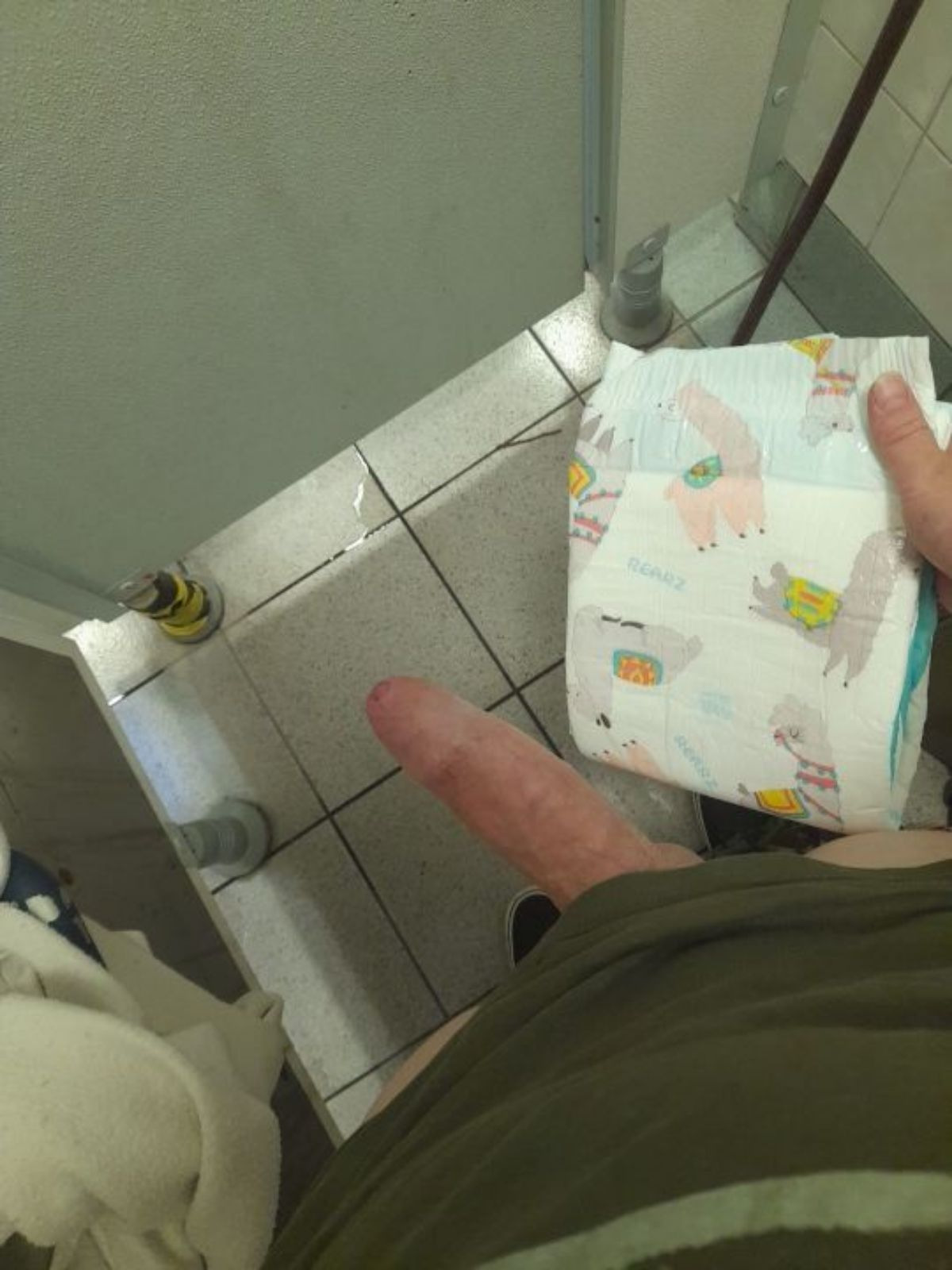 hard over diapers in a public bathroom