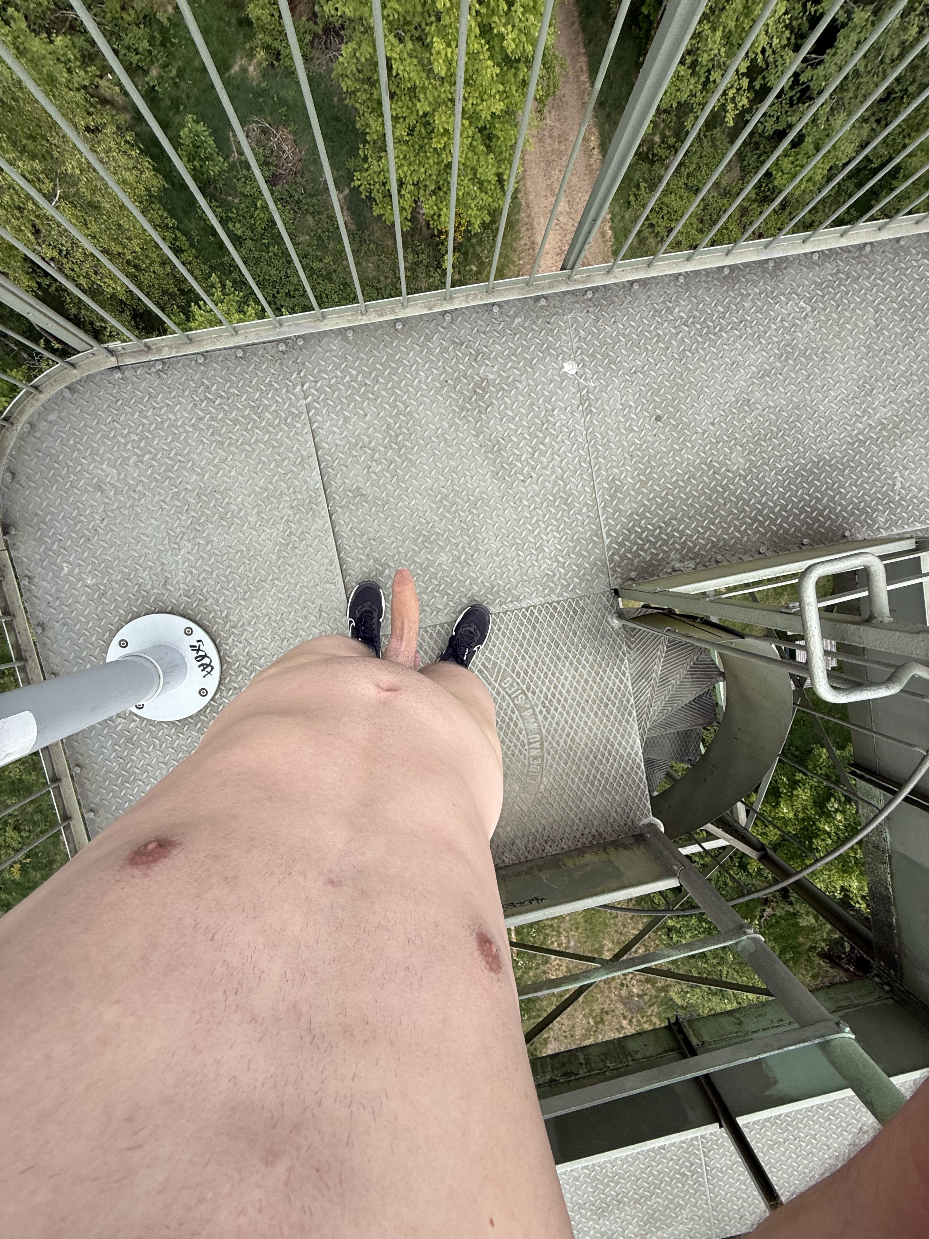 Naked exposed on an Tower