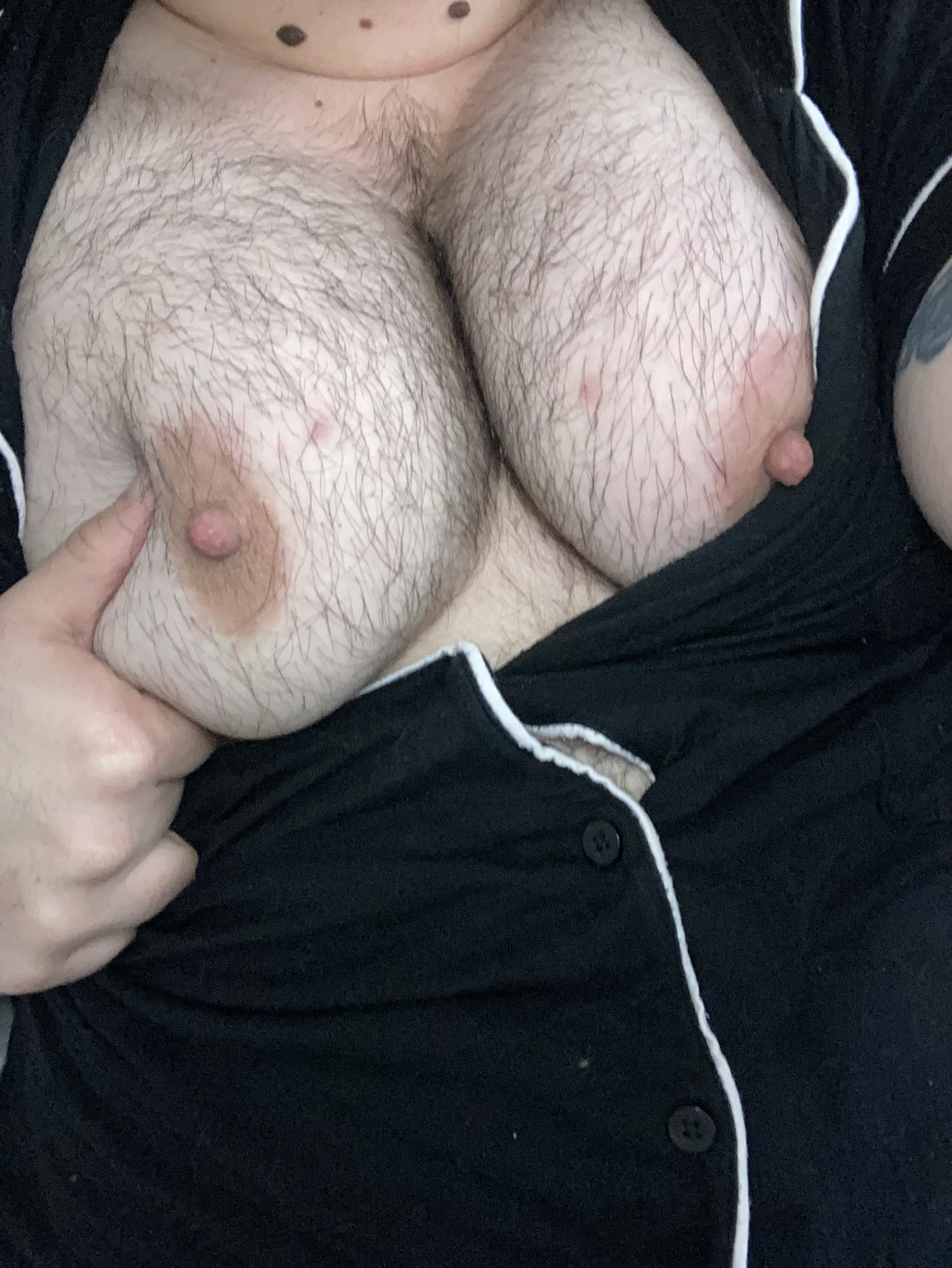 Pushing my saggy tits together