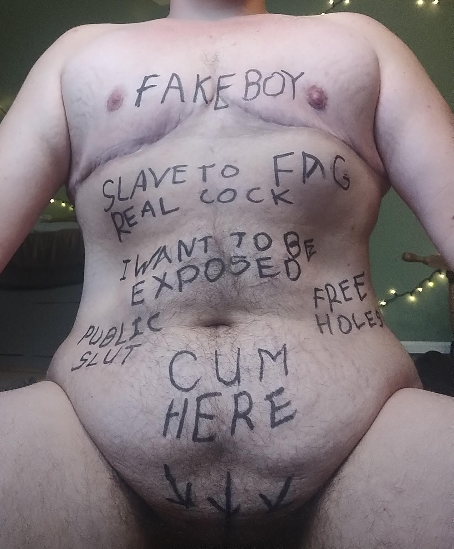 fakeboy slut humiliating bodywriting