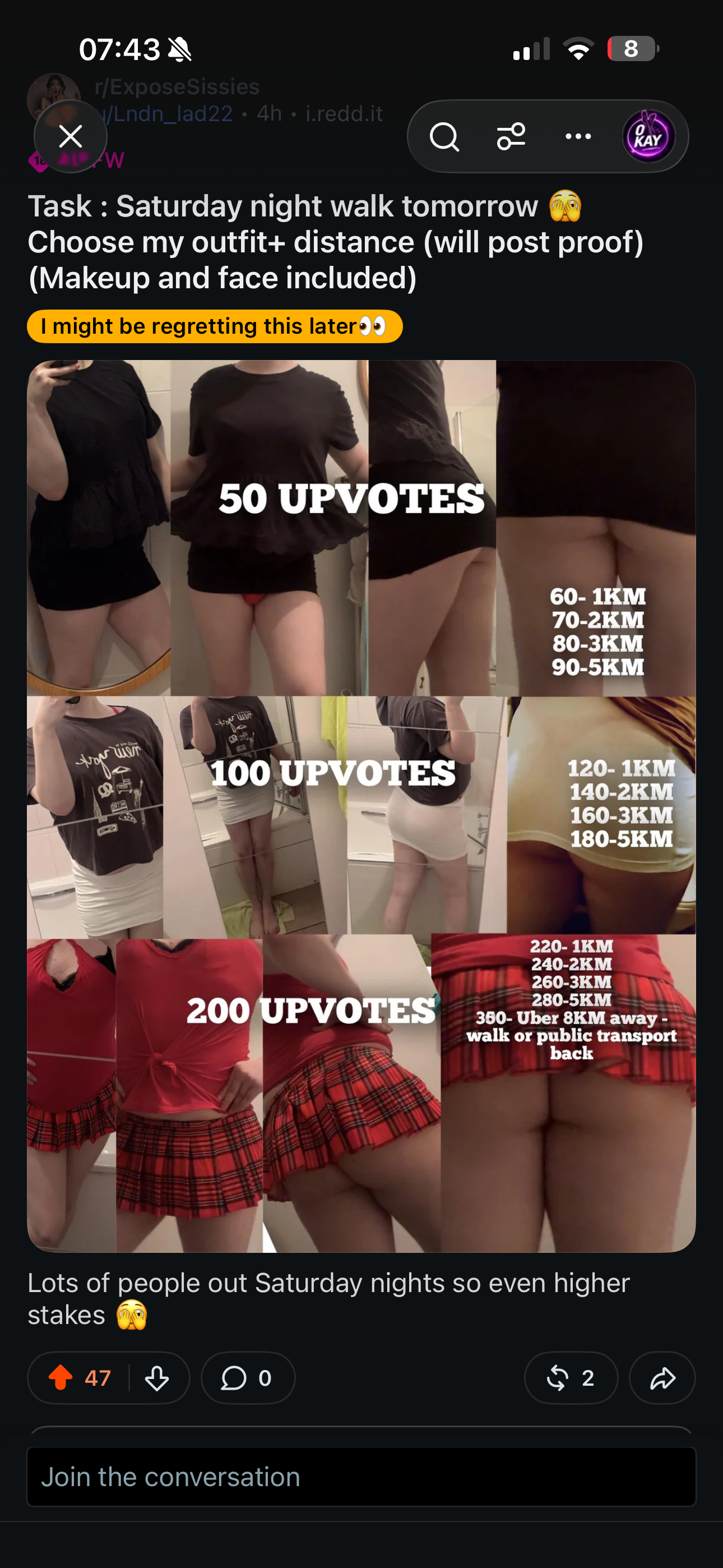 Upvote on my Reddit for me to do tasks