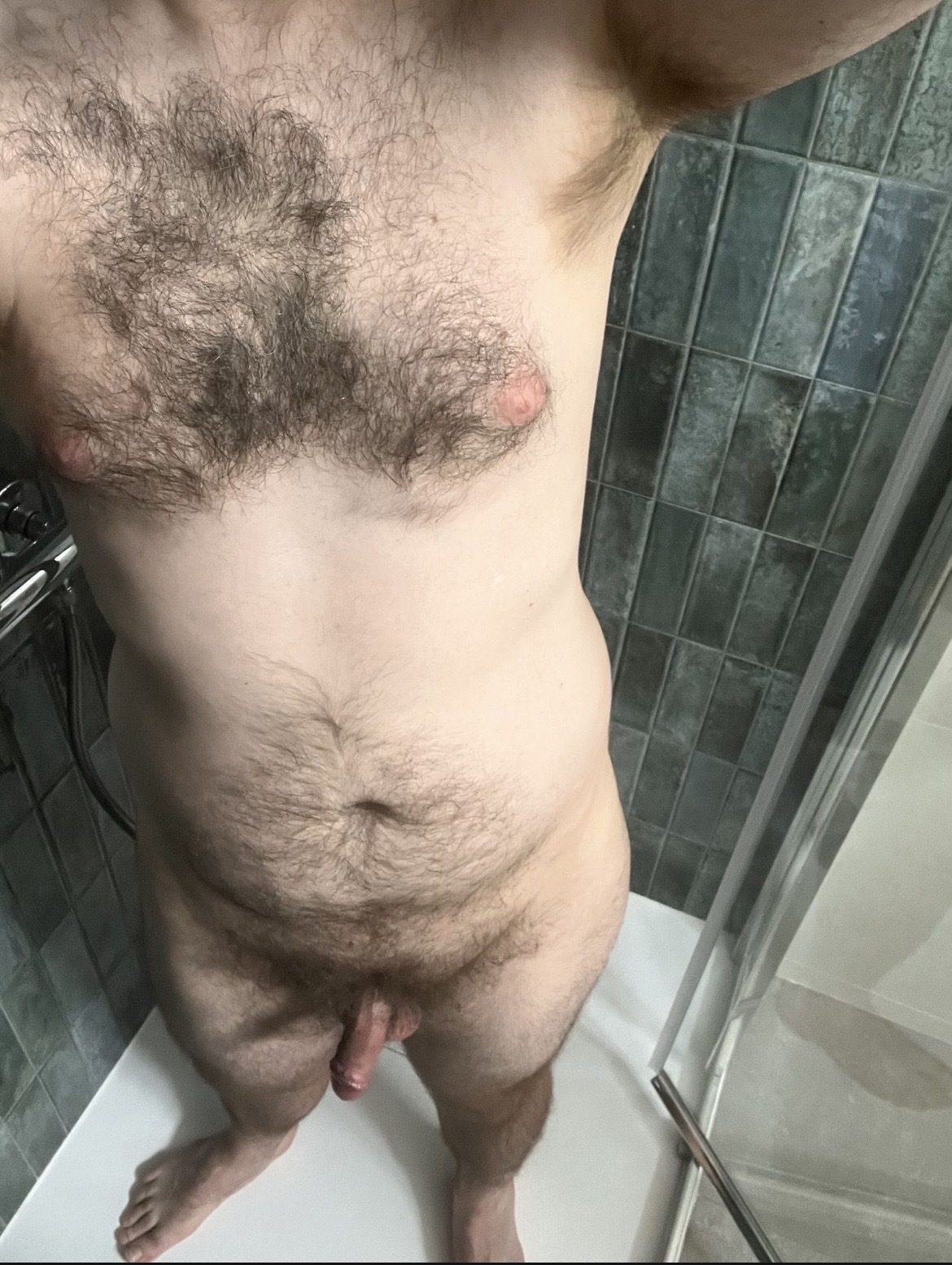 Filthy pig takes a shower