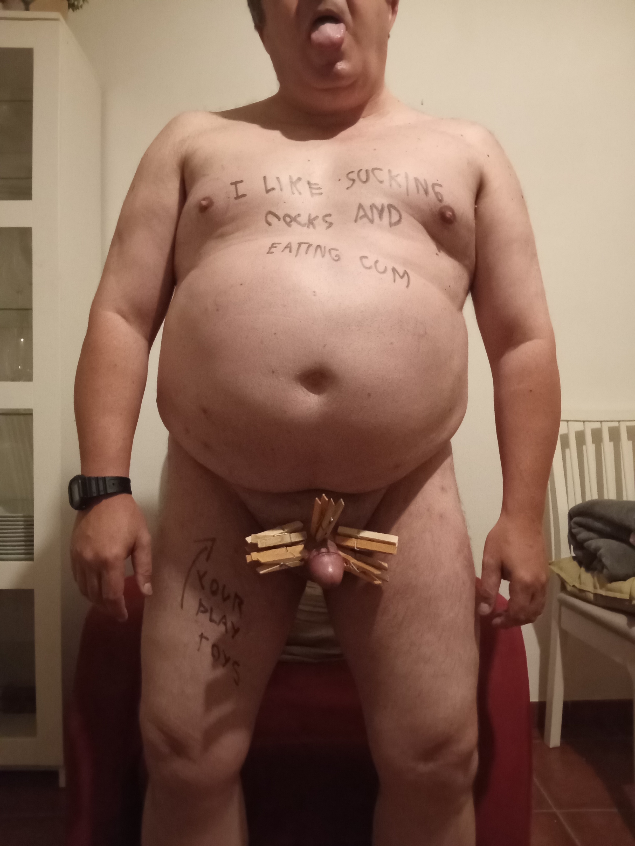 Eleven clothespins and dickhead out