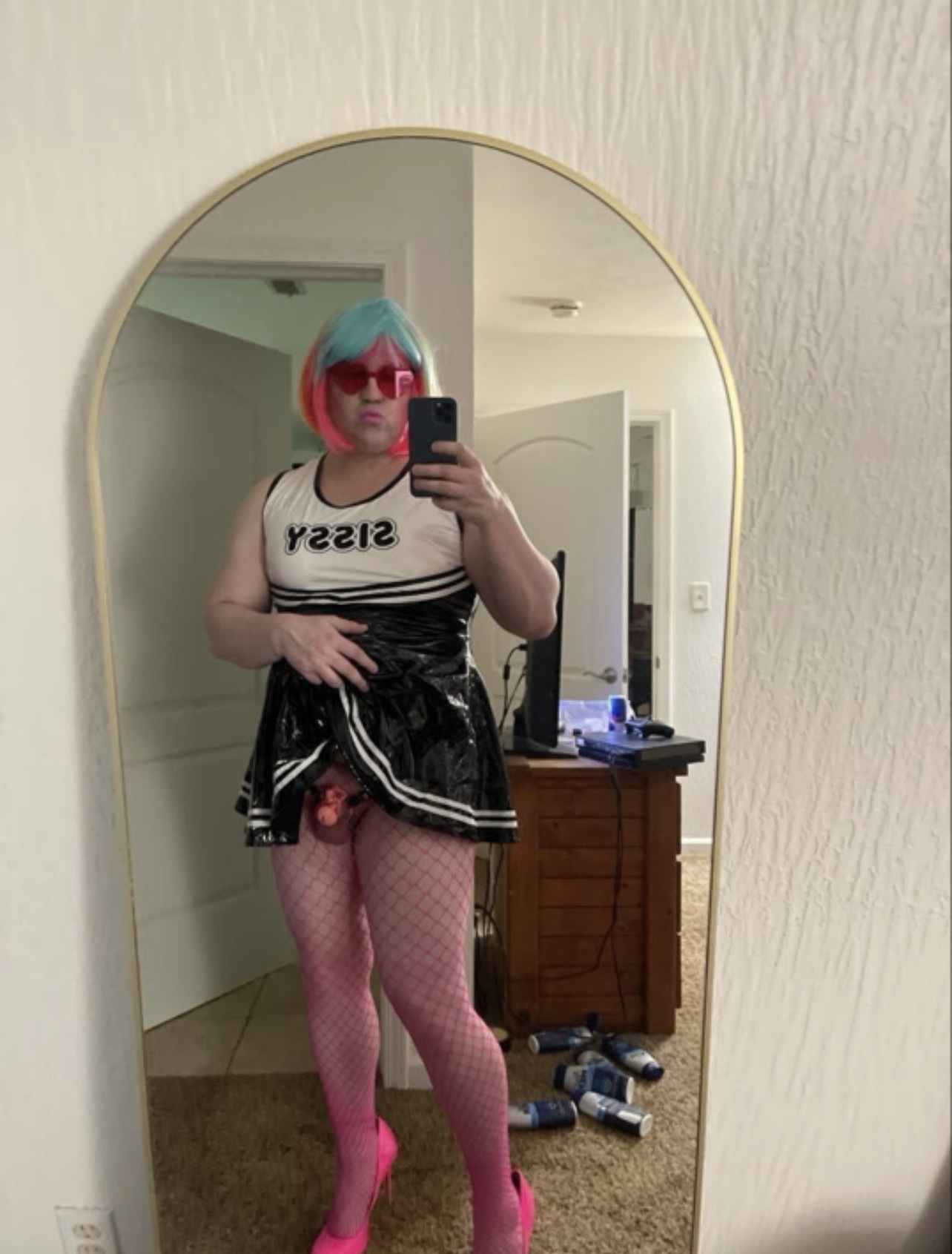 Caged sissy slut