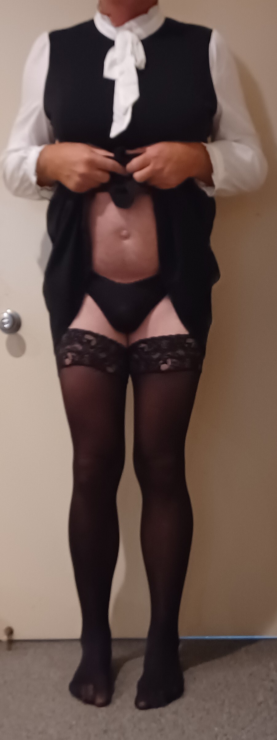 New dress pulled up showing my tiny Clitty