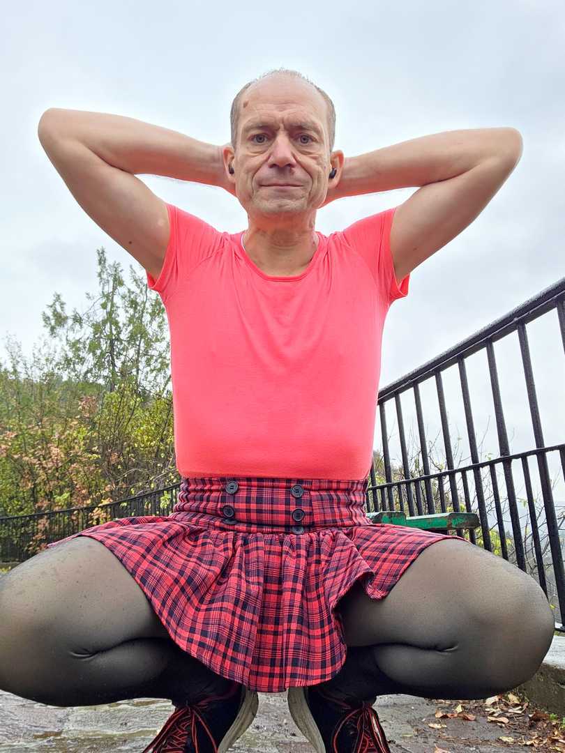 Tartan skirt at public park