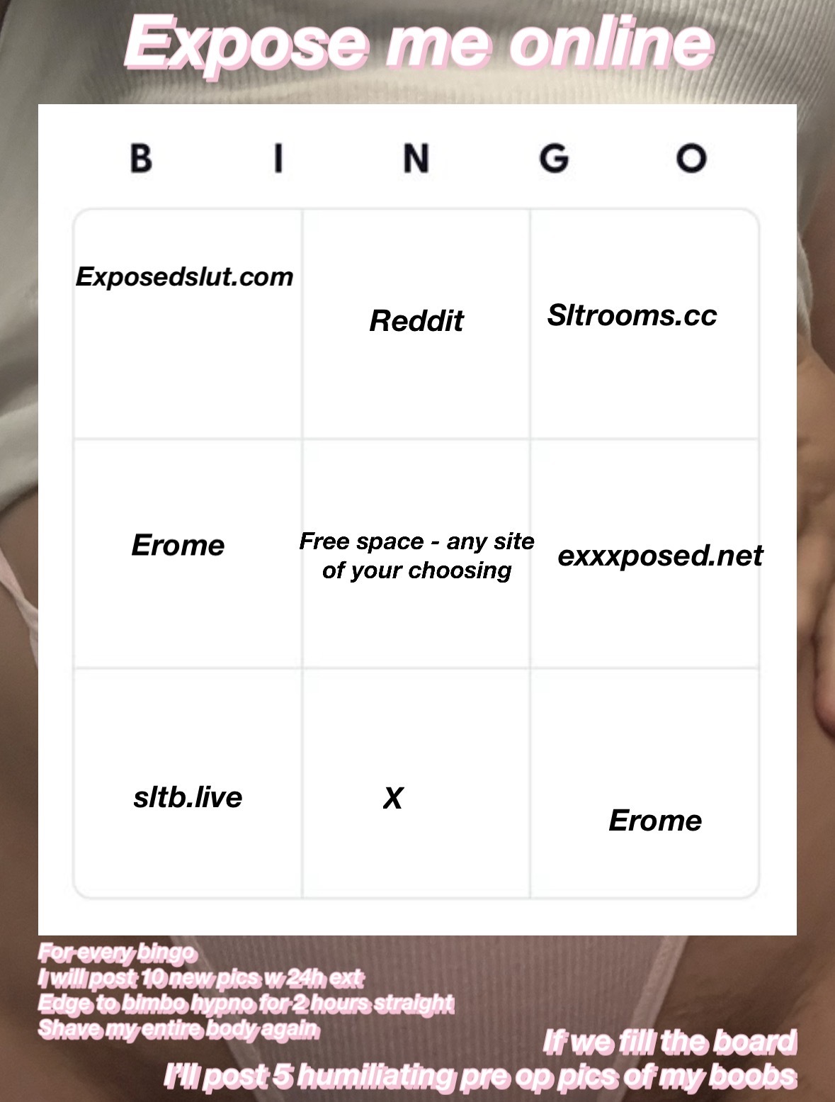 Webslut Bingo - expose the Idiot pig girl