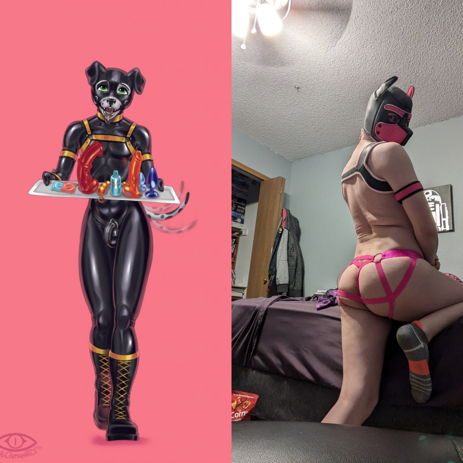 Pup bitch ready to serve