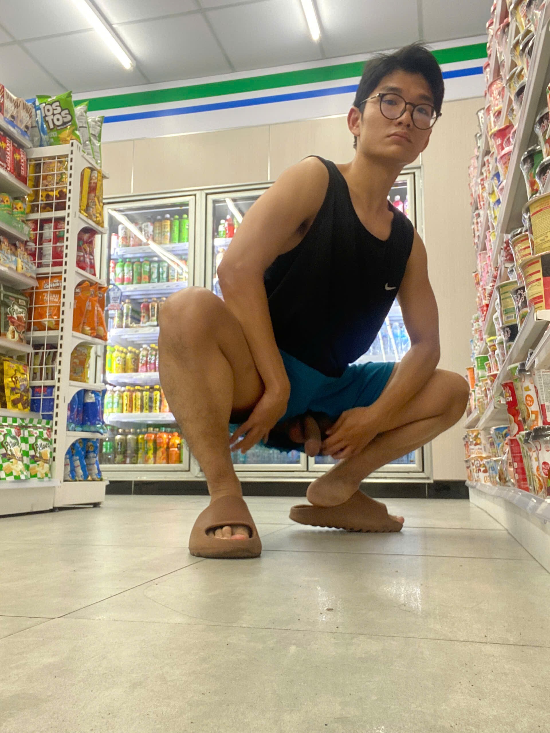 Exhibitionist scum in a convenience store