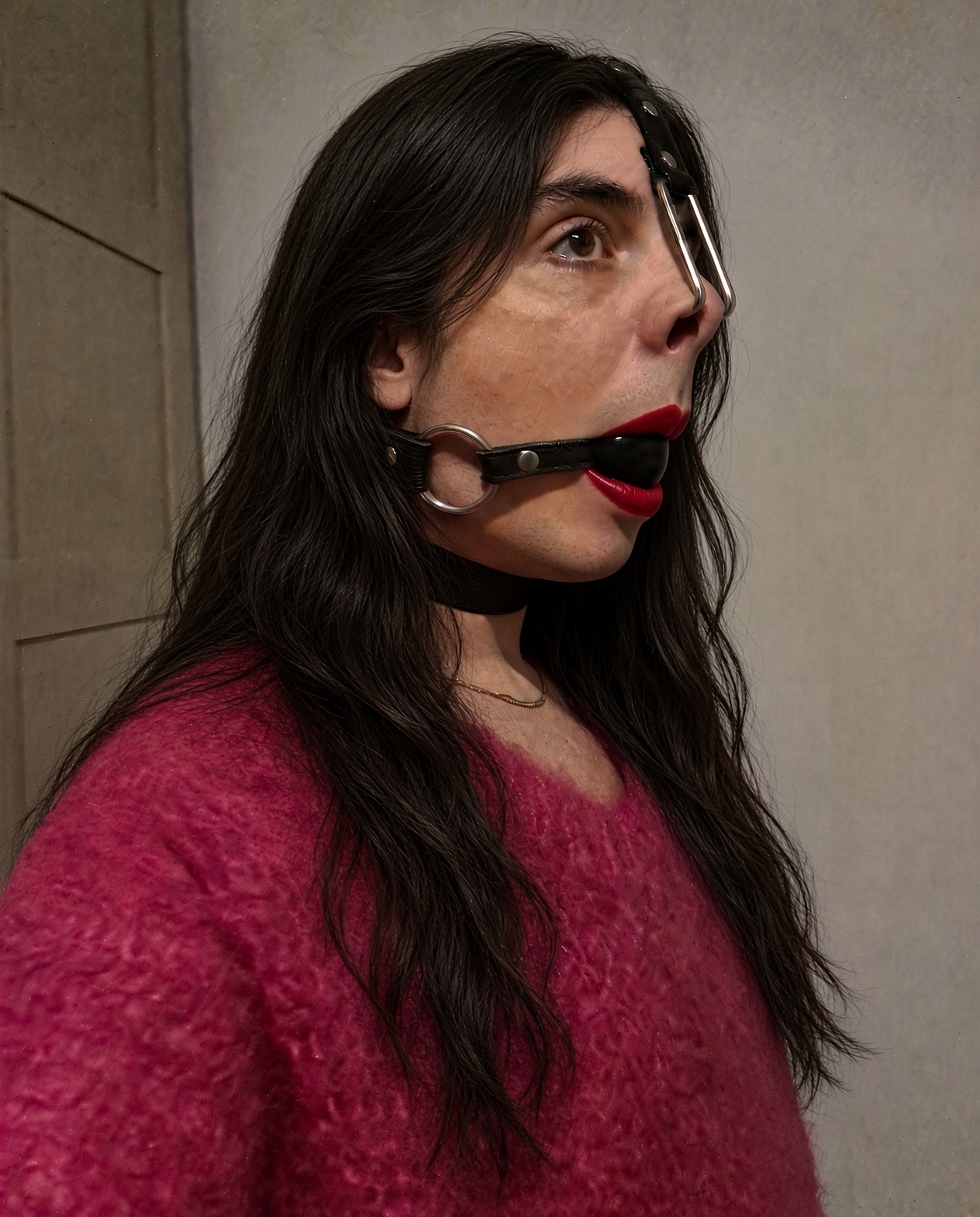 Ballgag and nose hook sissy faggot