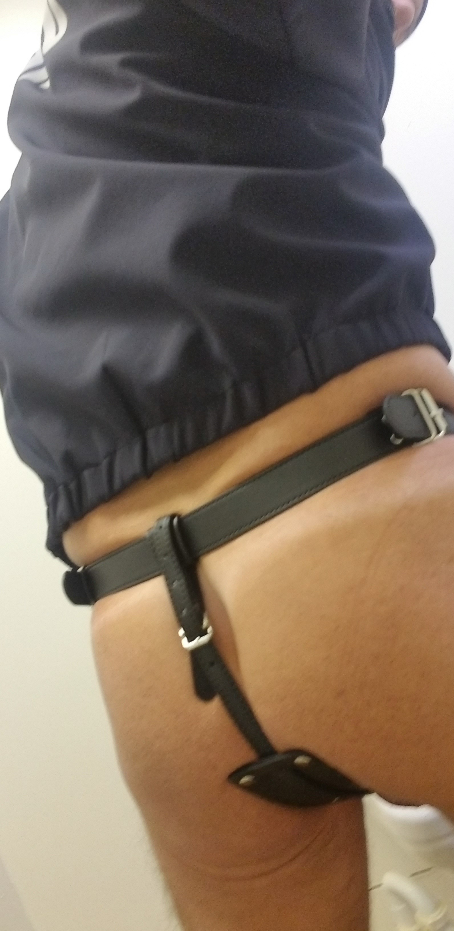 Sub cops dildo chastity harness