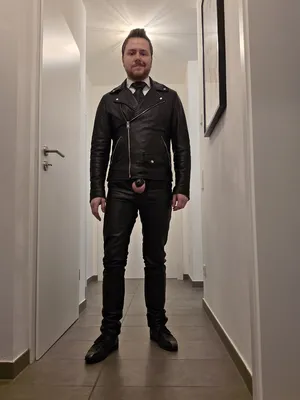 Leather and suit fag