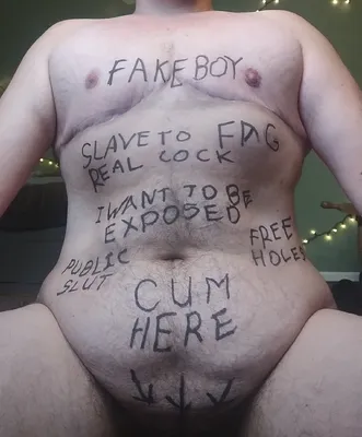 fakeboy slut humiliating bodywriting