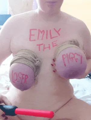 Emily the Loser Pig gets her fat nipples zapped!