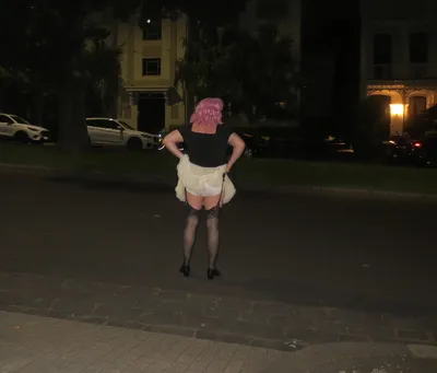 Exposed Sissy on the street.
