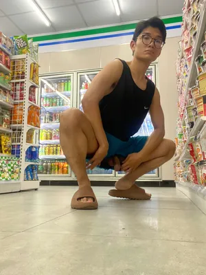 Exhibitionist scum in a convenience store